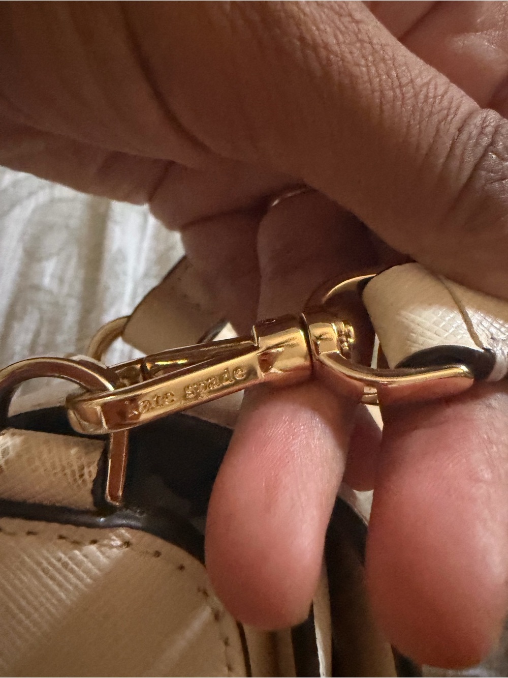 kate spade cream leather top-handle satchel with gold plaque - Picture 4 of 7